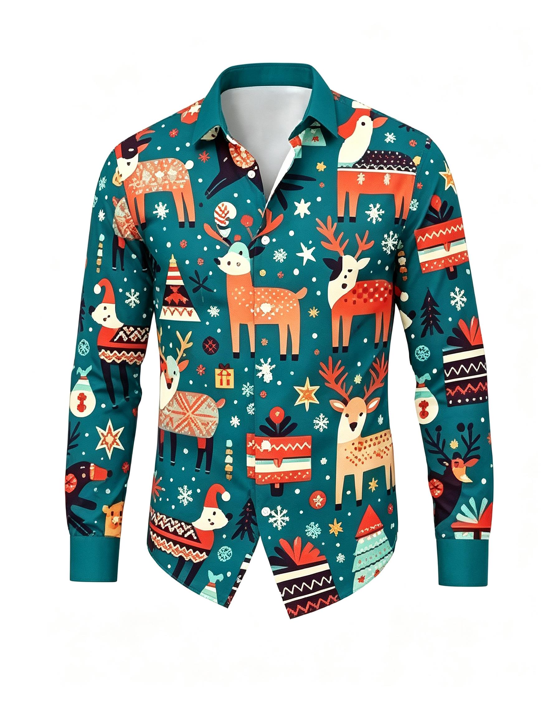 Men'S Fashion Xmas Party - Mens Festive Xmas Shirt, Turquoise Base