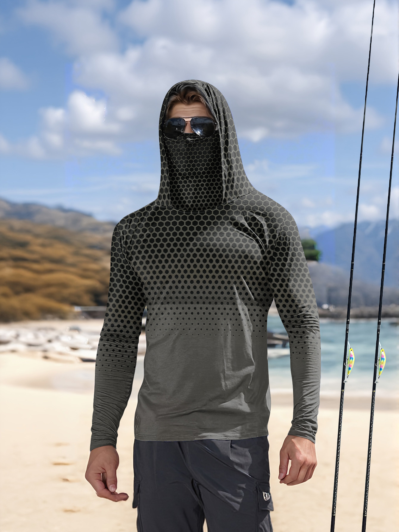 Mens Fashion Summer - Men Summer UPF50+ Fishing Hoodie With