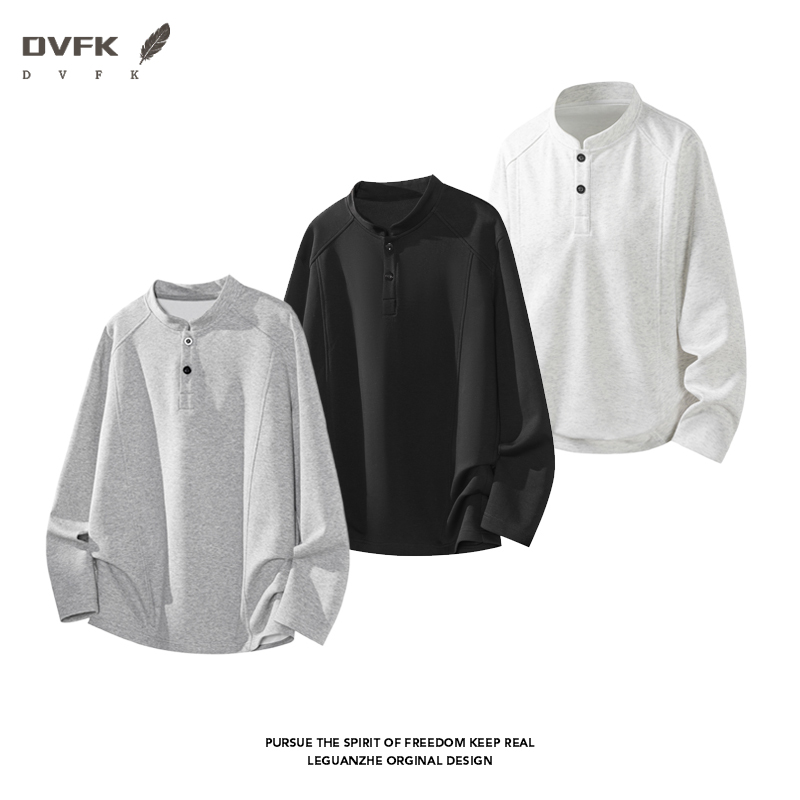 Mens Fashion Summer - Men Raglan Sleeve Henley Long Sleeve
