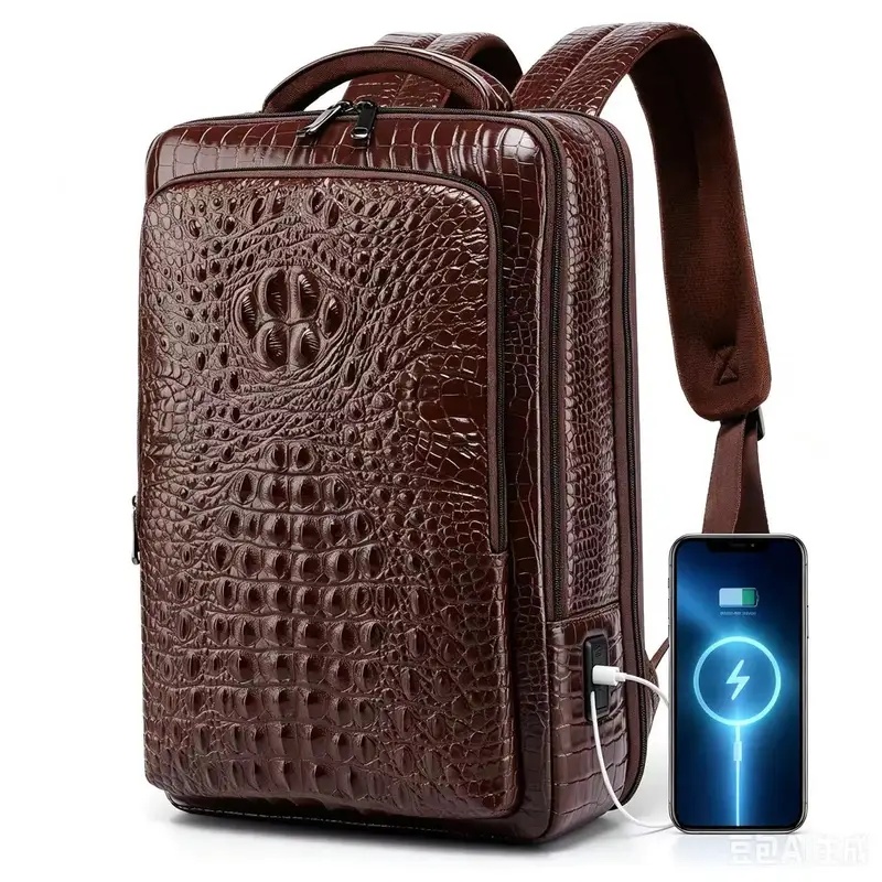 Mens Fashion Blog - New Men's Crocodile Patterned Leather Laptop