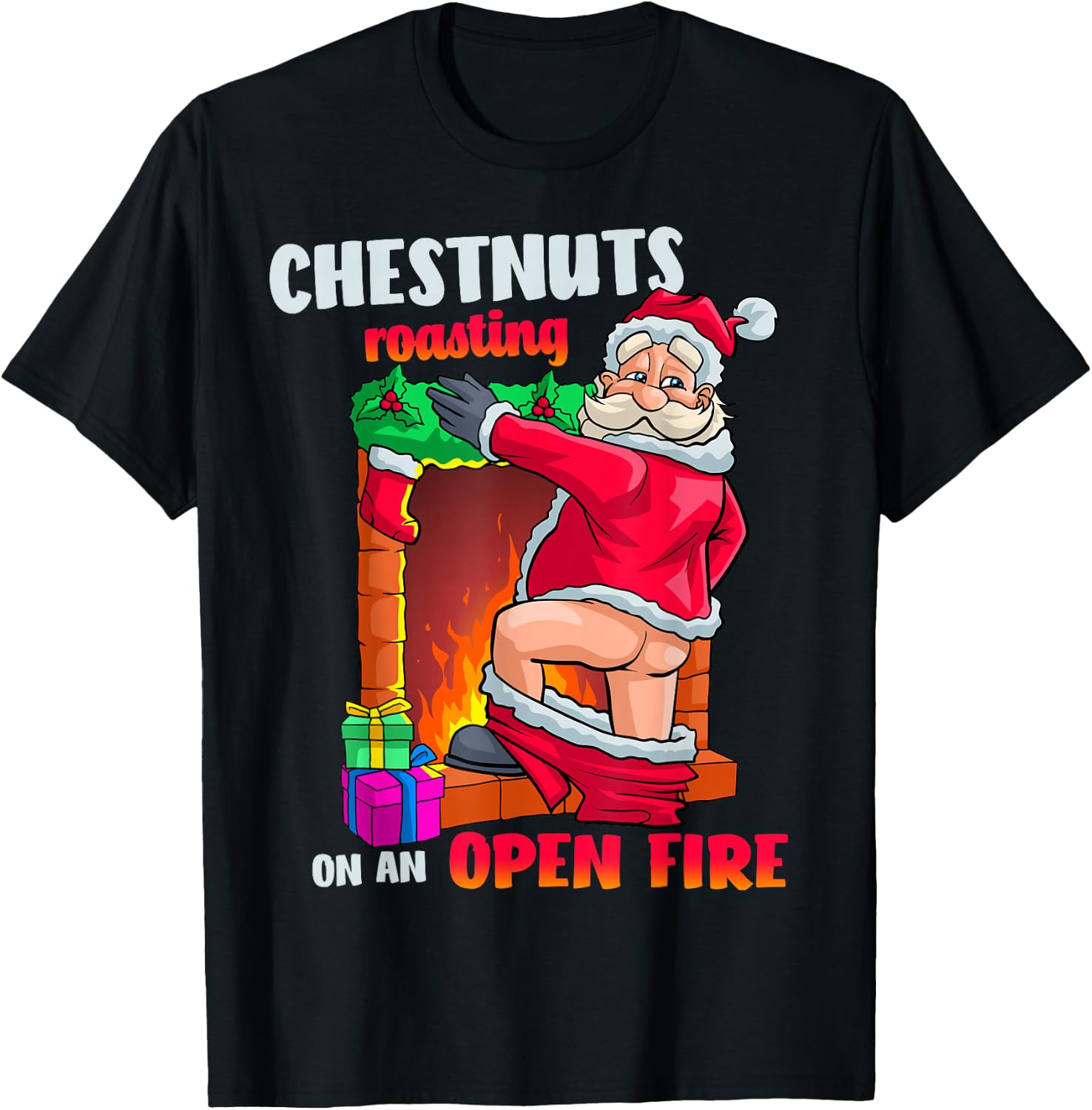 Men'S Fashion Xmas Party - Chest Nuts Roasting Funny Naughty Santa