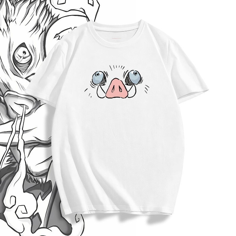 1. White:Demon Slayer Inosuke  - Graphic Tee Oversized ulasan dan harga