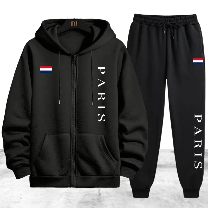 Paris Printing Men's Tracksuit - Mens Fashion Zip Up ulasan dan harga