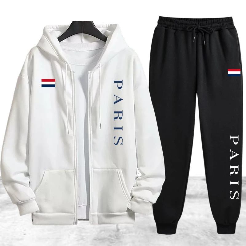 Paris Printing Men's Tracksuit - Mens Fashion Zip Up ulasan dan harga