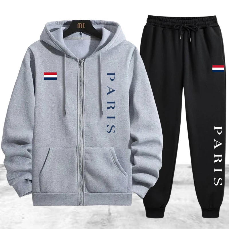 Paris Printing Men's Tracksuit - Mens Fashion Zip Up ulasan dan harga