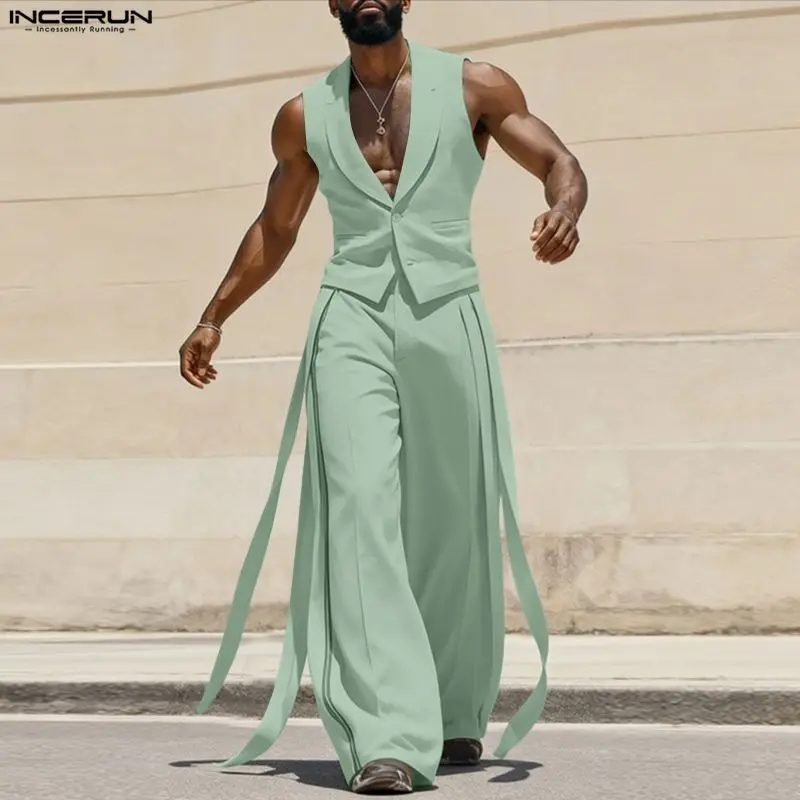 INCERUN Men Sets Solid Color V - Mens Fashion Summer ulasan dan harga