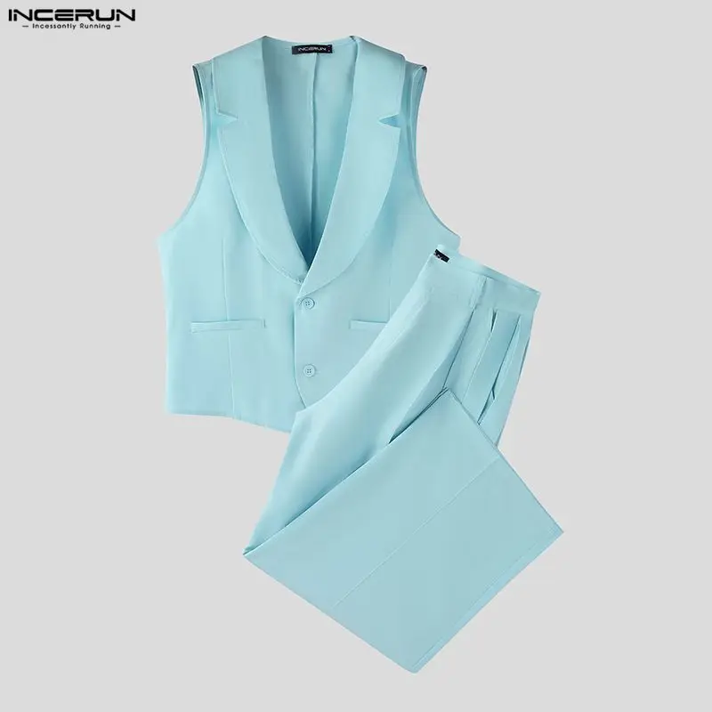 INCERUN Men Sets Solid Color V - Mens Fashion Summer ulasan dan harga