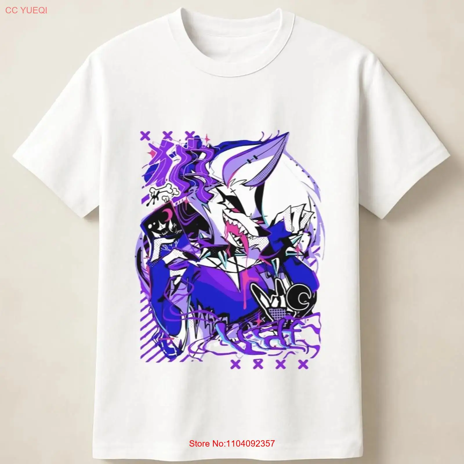 Purple Anime Wolf in Graffiti  - Poster Men Fashion ulasan dan harga