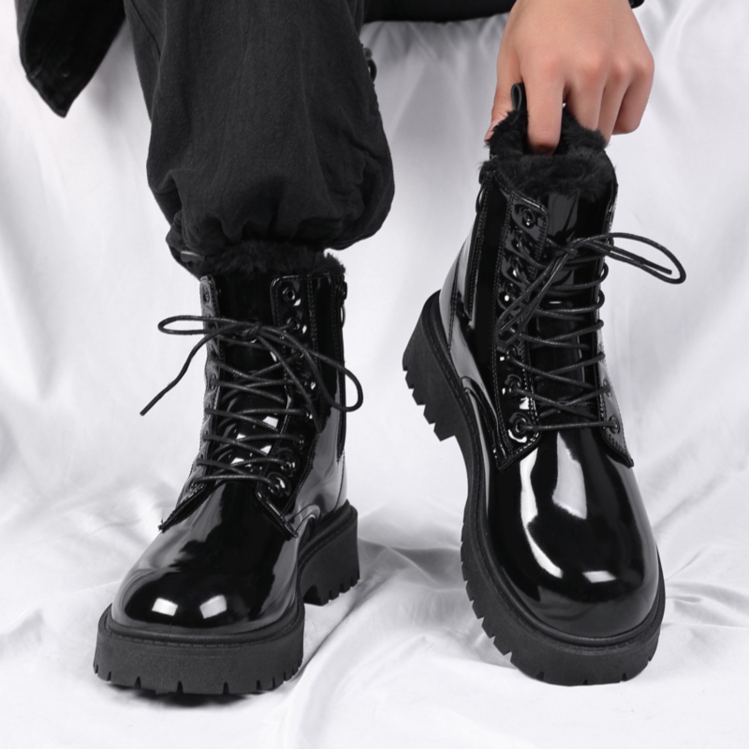 Men's warm plush high-top boot - Men'S Fashion Footwear ulasan dan harga