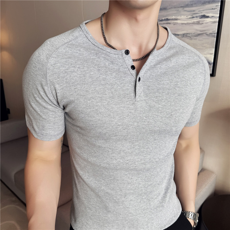 Men's Slim Fit Henley T-Shirt  - Muscle Tee Workout ulasan dan harga