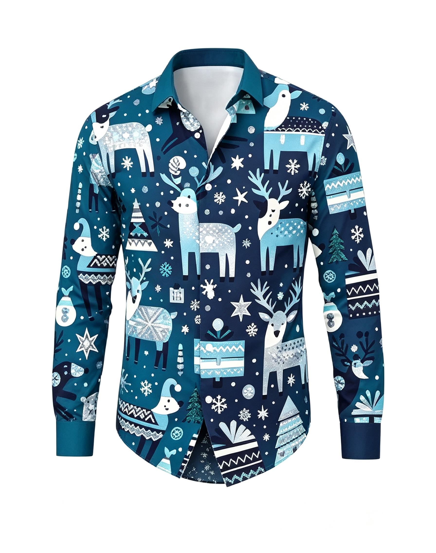 Mens Festive Xmas Shirt, Turqu - Men'S Fashion Xmas Party ulasan dan harga