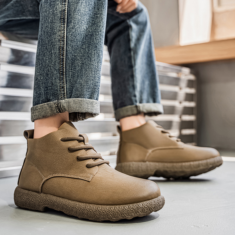 Men Ankle Boots Brown Short Bo - Men'S Fashion Footwear ulasan dan harga