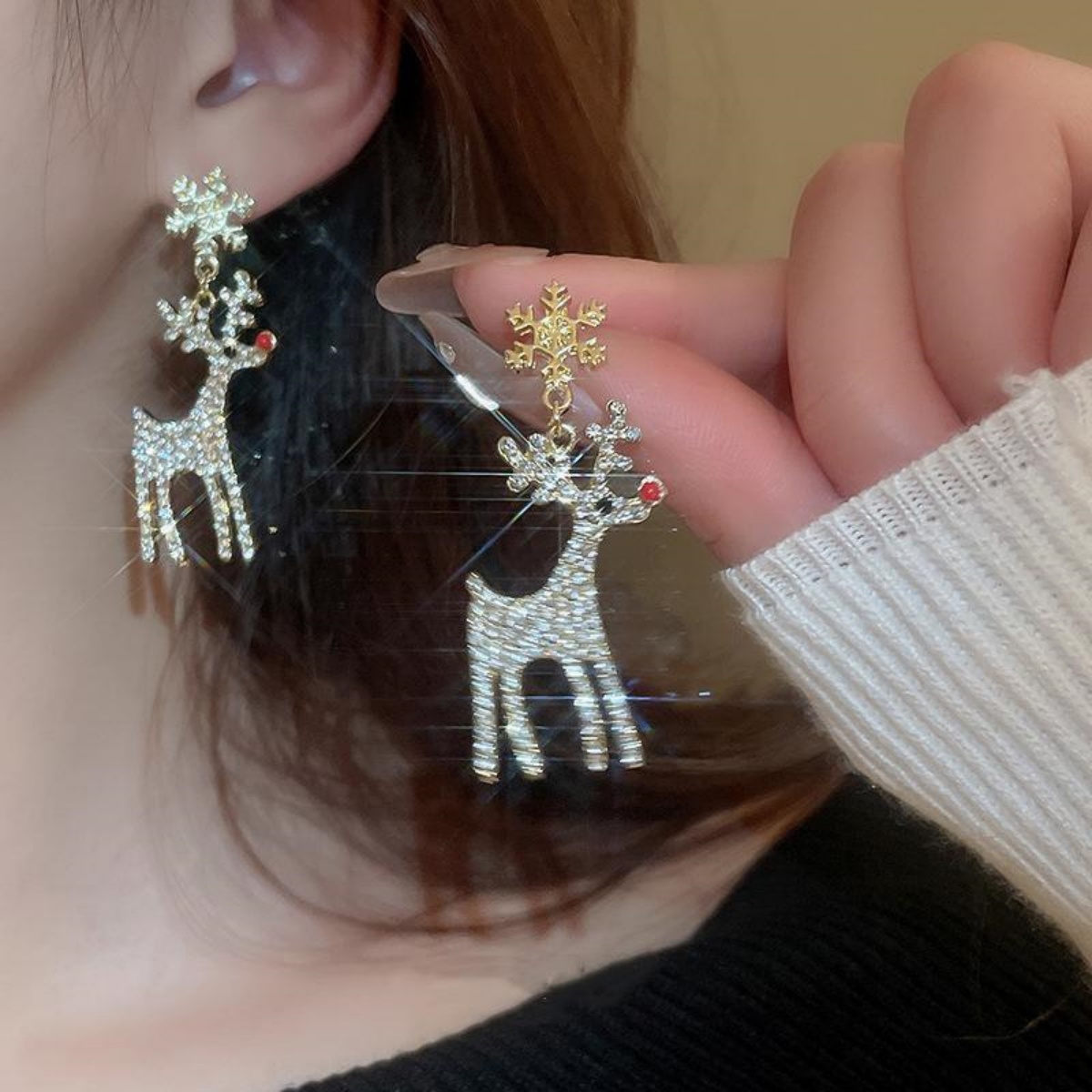Xmas Holiday Deer Drop Earring - Men'S Fashion Xmas Party ulasan dan harga