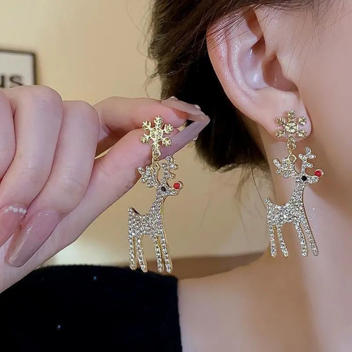 Xmas Holiday Deer Drop Earring - Men'S Fashion Xmas Party ulasan dan harga