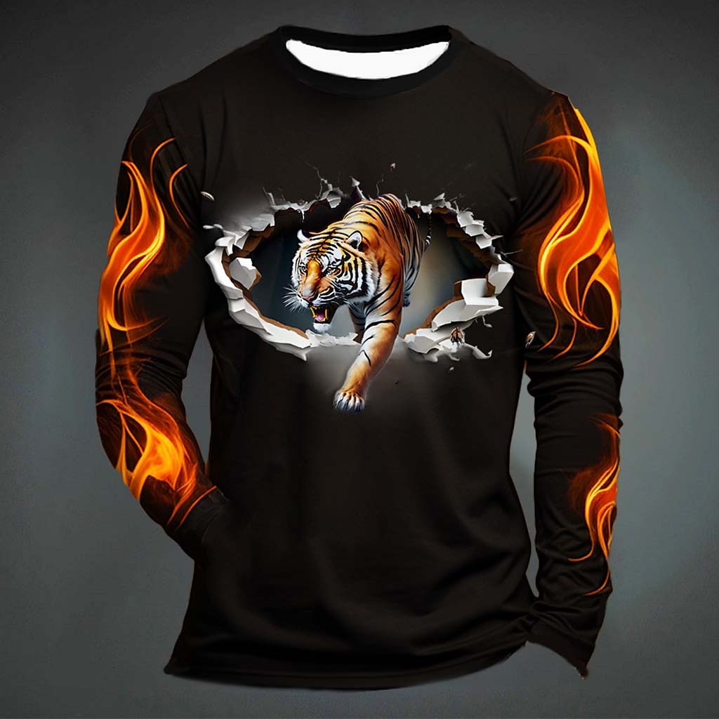 Funny Tiger Print T Shirt For  - Men'S Fashion Outfits ulasan dan harga