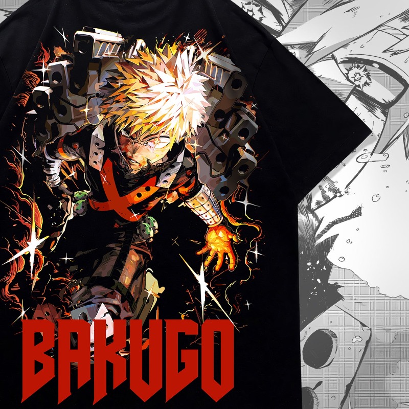 Bakugo Anime Double Sided Prin - Graphic Tee Oversized ulasan dan harga