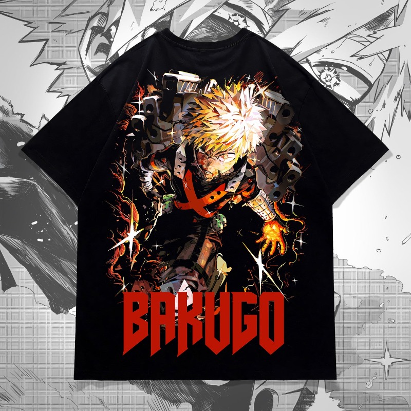 Bakugo Anime Double Sided Prin - Graphic Tee Oversized ulasan dan harga