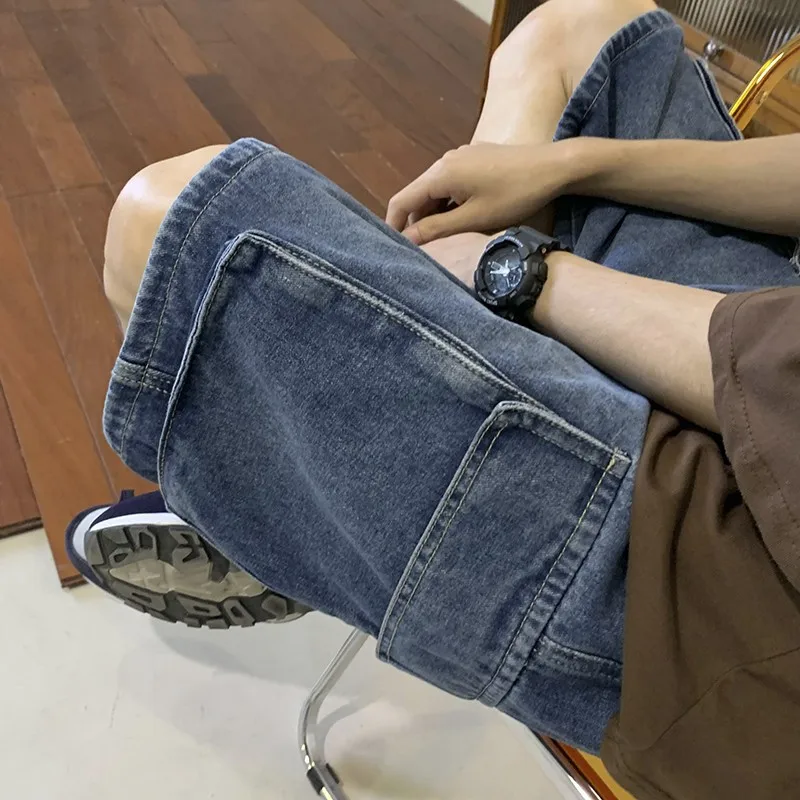 Korean Large Pocket Cargo Deni - Mens Fashion Cargo Pants ulasan dan harga
