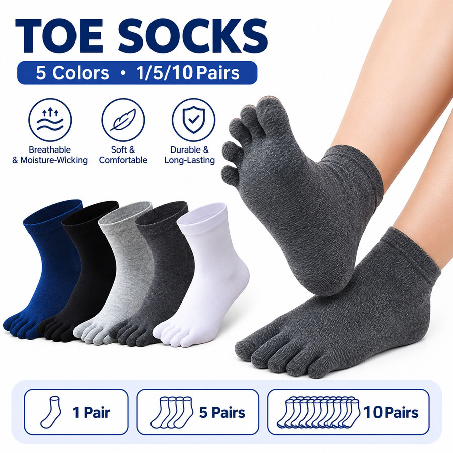1/5/12 Pairs Unisex Cotton Toe - Socks Ankle Men ulasan dan harga
