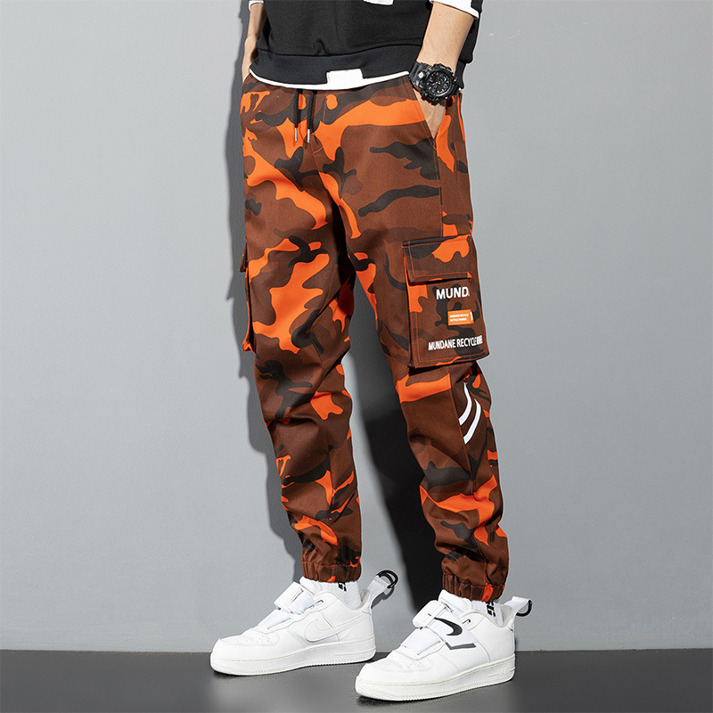 Orange Cargo Pants Men Hip Hop - Chino Pants Men ulasan dan harga